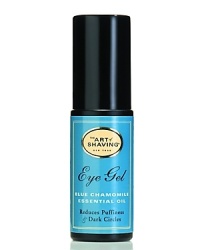 The Art of Shaving Eye Gel is formulated with Blue Chamomille essential oil , a rare and precious essential oil that contains azulene, a natural anti-inflammatory that soothes and relieves puffiness. Horse chestnut extract reduces dark circles under the eye, while red marine algae hydrates the skin and minimize the appearance of fine lines. The olive and jojoba oils moisturize and restore the skin's elasticity. The Art of Shaving Eye Gel is formulated with Blue Chamomille essential oil , a rare and precious essential oil that contains azulene, a natural anti-inflammatory that soothes and relieves puffiness. Horse chestnut extract reduces dark circles under the eye, while red marine algae hydrates the skin and minimize the appearance of fine lines. The olive and jojoba oils moisturize and restore the skin's elasticity.