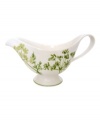 A natural for casual dining, the Althea Nova gravy boat by Villeroy & Boch features durable porcelain planted with delicate herbs for a look that's fresh from the garden.