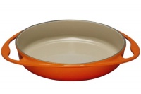 Le Creuset Enameled Cast-Iron 9-3/4-Inch Round Tarte Tatin Pan, Flame Le Creuset Enameled Cast-Iron 9-3/4-Inch Round Tarte Tatin Pan, Flame