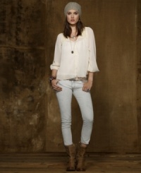 Denim & Supply Lauren Ralph Lauren's ethereal blouse features delicate crocheted detailing and soft pleated finishes for a vintage and romantic feel. Denim & Supply Lauren Ralph Lauren's ethereal blouse features delicate crocheted detailing and soft pleated finishes for a vintage and romantic feel.