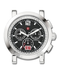 118 sparkling diamonds surround the black enamel dial of this Sport Sail Large timepiece. A three-eye chronograph and contrasting red date window make this watch head a sporty design. Fits with any 20 mm Michele strap. 118 sparkling diamonds surround the black enamel dial of this Sport Sail Large timepiece. A three-eye chronograph and contrasting red date window make this watch head a sporty design. Fits with any 20 mm Michele strap.