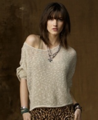 Layered to perfection over a bikini or your favorite cami, Denim & Supply Ralph Lauren's slouchy pullover sweater is constructed in a loose, airy knit to add an instant boho touch to any look. Layered to perfection over a bikini or your favorite cami, Denim & Supply Ralph Lauren's slouchy pullover sweater is constructed in a loose, airy knit to add an instant boho touch to any look.