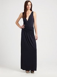 Soft jersey gives this maxi dress must-have appeal. The ultra-feminine neckline adds an irresistible touch to this design.Deep v-neckSleevelessGathered details at asymmetrical waistPull-on styleAbout 44 from natural waist96% modal/4% elastaneHand washImported Model shown is 5'10 (177cm) wearing US size Small. Soft jersey gives this maxi dress must-have appeal. The ultra-feminine neckline adds an irresistible touch to this design.Deep v-neckSleevelessGathered details at asymmetrical waistPull-on styleAbout 44 from natural waist96% modal/4% elastaneHand washImported Model shown is 5'10 (177cm) wearing US size Small.