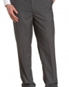 Louis Raphael ROSSO Men's Poly Viscose Super 150S Luxe Twill Hidden Extension Flat Front Dress Pant,Grey,34x32