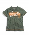 GUESS Kids Boys V-Neck GUESS Kids Boys Screen Tee, DUSTY GREEN (5/6)