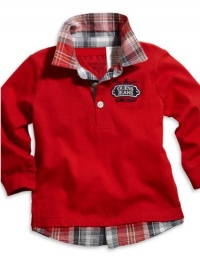 GUESS Kids Boys Long-Sleeve Polo, RED (12M)