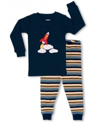 Leveret Space Rocket 2 Piece Pajama 100% Cotton (Size 6M-5T) Leveret Space Rocket 2 Piece Pajama 100% Cotton (Size 6M-5T)