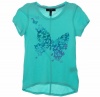 Jessica Simpson Butterfly Short Sleeve Shirt Blue Light L