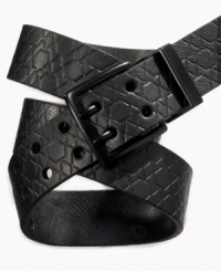 Accessorize his cool downtown style with this embossed belt from Levis. Accessorize his cool downtown style with this embossed belt from Levis.