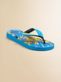 Everyone's favorite flip flops have been transformed into a kid-friendly design with a cool Transformers theme.Slip-on styleRubber upperRubber solePadded insoleMade in Brazil Everyone's favorite flip flops have been transformed into a kid-friendly design with a cool Transformers theme.Slip-on styleRubber upperRubber solePadded insoleMade in Brazil