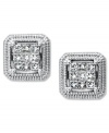 Princess-cut perfection. These square stud earrings are highlighted by sparkling, round-cut diamonds (1/3 ct. t.w.) in 14k white gold. Approximate diameter: 3/10 inch.