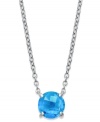Add a summery touch of pool blue. Brilliant round-cut blue topaz (3-1/2 ct. t.w.) adorns this delicate sterling silver pendant. Approximate length: 18 inches. Approximate drop: 1 inch.