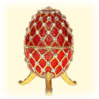 Large RED Faberge style Egg Box 24K Gold Swarovski Crystals with Big Jewelry FIGURINE Large RED Faberge style Egg Box 24K Gold Swarovski Crystals with Big Jewelry FIGURINE