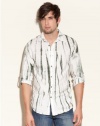 GUESS Long-Sleeve Tie-Dyed Striped Shirt, OPTIC WHITE (MEDIUM)