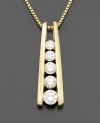 Graduated, round-cut diamonds add gorgeous glitter to this diamond necklace (1 ct. t.w.). Set in 14k gold. Chain measures 18 inches; pendant measures 1 inch.