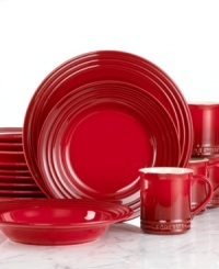 The dinnerware set that has it all. Crafted for durability and ease of use but with a brilliant enamel finish to redefine the table, Le Creuset place settings lend smart, enduring style to everyday dining. Featuring a three-ring design in bold cherry red. The dinnerware set that has it all. Crafted for durability and ease of use but with a brilliant enamel finish to redefine the table, Le Creuset place settings lend smart, enduring style to everyday dining. Featuring a three-ring design in bold cherry red.