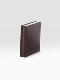 Handsome design crafted of hand-stained Italian goatskin is the perfect way to keep treasured photos neat and organized in clean pocket pages. 18 leaves hold 36, 4 X 6 photos 5½ X 6¾ Made in USA Handsome design crafted of hand-stained Italian goatskin is the perfect way to keep treasured photos neat and organized in clean pocket pages. 18 leaves hold 36, 4 X 6 photos 5½ X 6¾ Made in USA