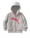 Puma Girl's 2-6X Core Cat Hoodie, Grey Heather, 3T