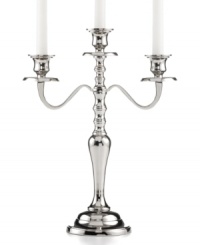 It's all about ambiance. Handcrafted in polished nickel plate, the Hampton candelabra from Leeber brings good old-fashioned grandeur to light. It's all about ambiance. Handcrafted in polished nickel plate, the Hampton candelabra from Leeber brings good old-fashioned grandeur to light.