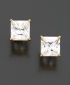 Princess-cut cubic zirconia is a chic alternative to the classic solitaire (2-5/8 ct. t.w.) Set in 14k gold.