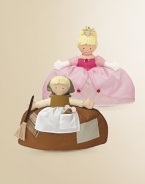 Reversible doll has two contrasting outfits in one: Cinderella in taffeta and cotton rag dress with kerchief, mouse and broomstick; and the princess beauty in a taffeta and organza gown. 10H X 10W X 2½D Imported Recommended for ages 2 and up