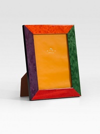 A true original, crafted in Italy from inlaid wood stained with a rich kaleidoscope of colors. Overall, 7 X 9 Accommodates a 5 X 7 photograph Leather/wood Made in Italy A true original, crafted in Italy from inlaid wood stained with a rich kaleidoscope of colors. Overall, 7 X 9 Accommodates a 5 X 7 photograph Leather/wood Made in Italy