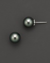 Cultured Tahitian pearl stud earrings.