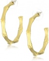 Kenneth Jay Lane Satin Gold Medium Bamboo Pierced Earrings