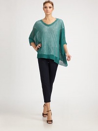 Soft, open-weave linen knit, in a slouchy, oversized silhouette.Rib-knit V neckline, cuffs and hemThree-quarter sleevesLinenDry cleanMade in Italy of imported fabric Model shown is 5'11 (180cm) wearing US size 4. Soft, open-weave linen knit, in a slouchy, oversized silhouette.Rib-knit V neckline, cuffs and hemThree-quarter sleevesLinenDry cleanMade in Italy of imported fabric Model shown is 5'11 (180cm) wearing US size 4.