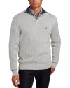 Nautica Men's Big-Tall 1/4 Zip Drop Needle Sweater, Gray Heather, 3X