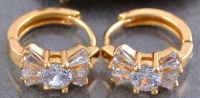 0.40 Inch Elegant 5-Stone Round Shape & Baguette Cut Simulated White Diamond Swarovski Crystal Elements Huggie Hoop Earrings, 14k Yellow Gold Filled 0.40 Inch Elegant 5-Stone Round Shape & Baguette Cut Simulated White Diamond Swarovski Crystal Elements Huggie Hoop Earrings, 14k Yellow Gold Filled
