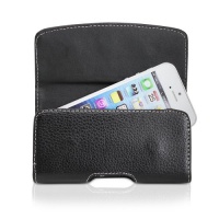 GreatShield BLAST Series Genuine Leather Pouch Case with Belt Clip Holster for Samsung Galaxy S3 III mini / Apple iPhone 4, 4S, 5 / HTC Desire X (Black)