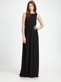 Cinched by a wide waistband, this exquisite maxi has a slightly shirred skirt and scoopback. BoatneckSleevelessWaistbandScoopbackAbout 52 from natural waistFully linedPolyesterDry cleanImportedModel shown is 5'10 (177cm) wearing US size 2. Cinched by a wide waistband, this exquisite maxi has a slightly shirred skirt and scoopback. BoatneckSleevelessWaistbandScoopbackAbout 52 from natural waistFully linedPolyesterDry cleanImportedModel shown is 5'10 (177cm) wearing US size 2.