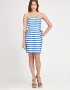 Immensely stylish and striped, this sweetheart dress features body-flattering Princess seams and a chic, peplum detail, which is huge this season.Gathered detail at sweetheart necklinePeplum detailAllover stripesExposed back zipperPrincess seamsAbout 19 from natural waistCottonHand washImported Model shown is 5'9½ (176cm) wearing US size 4. 
