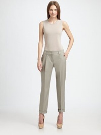 Zip pockets add a clean finish to this pleated, high-waisted cotton design.Self waistband with front panel detail and belt loopsFront zipFront pleatsFront and back creasesInseam, about 2898% cotton/2% elastaneDry cleanImported of Swiss fabricModel shown is 5'9 (175cm) wearing US size 4. Zip pockets add a clean finish to this pleated, high-waisted cotton design.Self waistband with front panel detail and belt loopsFront zipFront pleatsFront and back creasesInseam, about 2898% cotton/2% elastaneDry cleanImported of Swiss fabricModel shown is 5'9 (175cm) wearing US size 4.