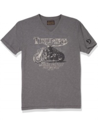 Rev up your casual look with this rad graphic tee from Lucky Brand Jeans. Rev up your casual look with this rad graphic tee from Lucky Brand Jeans.
