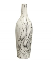 Big on style, this giant ceramic vase from Howard Elliot boasts a sleek bottle shape and swirling black glaze in off-white ceramic. Big on style, this giant ceramic vase from Howard Elliot boasts a sleek bottle shape and swirling black glaze in off-white ceramic.
