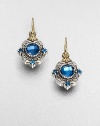 An elegant drop design with beautiful faceted London blue topaz and blue topaz stones set in sterling silver and accented with 18k gold. Sterling silver18k goldBlue topazLondon blue topazDrop, about 1French wire backImported 