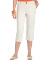 Double up with double buttons and a chic, straight cut from Style&co. These twill capris also feature tummy control for an extra-smooth silhouette!