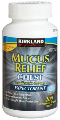 Kirkland Signature Mucus Relief Chest Expectorant (Guaifenesin 400 mg), 200-Count Immediate-Release Tablets (2 pack) Kirkland Signature Mucus Relief Chest Expectorant (Guaifenesin 400 mg), 200-Count Immediate-Release Tablets (2 pack)