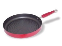 KitchenAid Hard-Base Porcelain Aluminum Nonstick 11-Inch Round Deep Grill Pan, Red