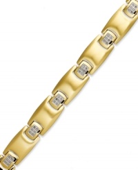 A strong style crafted from rectangular-shaped links shines with the addition of round-cut diamonds (1/4 ct. t.w.). Set in gold ion-plated stainless steel. Approximate length: 8-1/2 inches. A strong style crafted from rectangular-shaped links shines with the addition of round-cut diamonds (1/4 ct. t.w.). Set in gold ion-plated stainless steel. Approximate length: 8-1/2 inches.