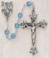 Aqua Sterling Silver Square Swarovski Crystal Catholic 6MM Rosary Beads Necklace Jewelry