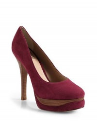 THE LOOKAlmond toePadded insoleStacked heel, 4¾ (120mm)Double platform, 1 (25mm)Compares to a 3¾ heel (95mm)THE MATERIALKid suede upperLeather lining and soleORIGINImported THE LOOKAlmond toePadded insoleStacked heel, 4¾ (120mm)Double platform, 1 (25mm)Compares to a 3¾ heel (95mm)THE MATERIALKid suede upperLeather lining and soleORIGINImported