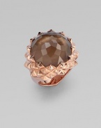 From the Superstud Collection. A faceted dome of deeply toned smoky quartz is layered over mother-of-pearl, creating richness and depth in this striking ring with a spiky zigzag setting.Smoky quartz and white mother-of-pearlRose goldplated sterling silverWidth, about 1Imported