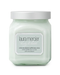 Laura Mercier Crème de Pistache Soufflé Body Crème is an ultra-whipped scented body crème that provides luxurious all-day moisture protection without being too heavy or greasy. Vitamins A, C and E are powerful antioxidants that smooth and protect the skin, while Pistachio Butter moisturizes the skin. Crème de Pistache is a decadent blend of gourmande ingredients inspired by the nutty aromas of pistachio desserts. Capturing the essence of creamy pistachio nuts, almond, praline and hazelnut nuances and freshly whipped cream are combined for a rich, luscious experience. Laura Mercier Crème de Pistache Soufflé Body Crème is an ultra-whipped scented body crème that provides luxurious all-day moisture protection without being too heavy or greasy. Vitamins A, C and E are powerful antioxidants that smooth and protect the skin, while Pistachio Butter moisturizes the skin. Crème de Pistache is a decadent blend of gourmande ingredients inspired by the nutty aromas of pistachio desserts. Capturing the essence of creamy pistachio nuts, almond, praline and hazelnut nuances and freshly whipped cream are combined for a rich, luscious experience.