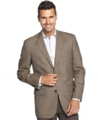 Give your dress look an extra layer of distinction with this handsome houndstooth blazer from Tasso Elba. Give your dress look an extra layer of distinction with this handsome houndstooth blazer from Tasso Elba.