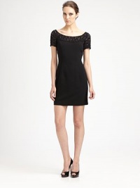 An impeccably tailored shift, adorned with ultra-feminine floral lace trim.Jewel necklineShort lace sleevesConcealed back zipFully linedAbout 23 from natural waistPolyesterDry cleanImportedModel shown is 5'10½ (179cm) wearing US size 4. An impeccably tailored shift, adorned with ultra-feminine floral lace trim.Jewel necklineShort lace sleevesConcealed back zipFully linedAbout 23 from natural waistPolyesterDry cleanImportedModel shown is 5'10½ (179cm) wearing US size 4.