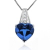 7.50 Carat Blue & White Sapphires Heart Pendant in Sterling Silver with Chain