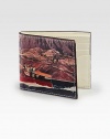 Taken directly from a vintage postcard, this wallet portrays a boating expedition on Nevada's Lake Mead, created by the Hoover Dam.One bill compartmentSix card slotsLeather4W x 4HImported